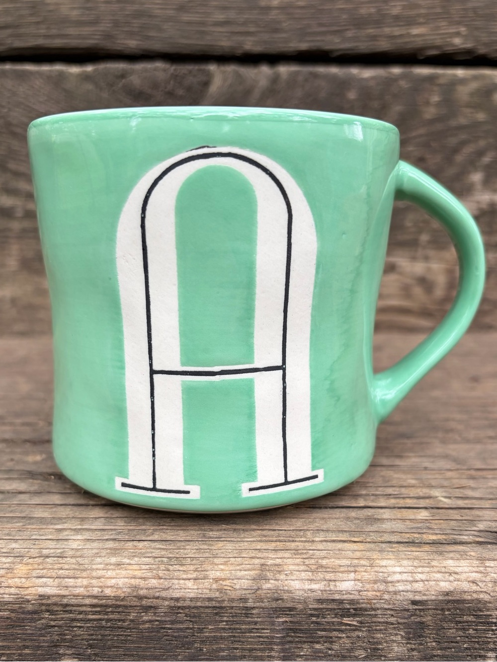 Anthropologie Mint Green Monogram 'A' Ceramic Mug